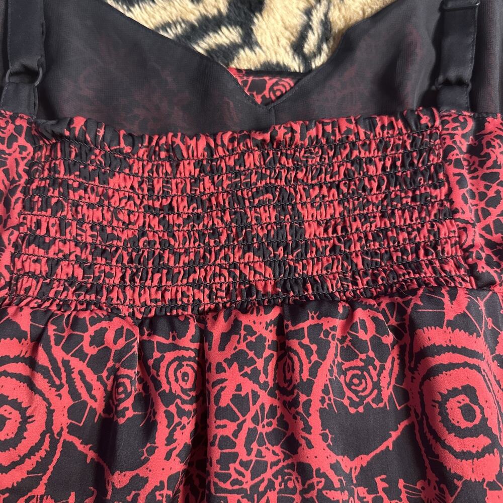 Apt 9 Red & Black Strapless Dress Rose & Vines Design Size XL Side Zip ADJ Strap - Picture 7 of 12